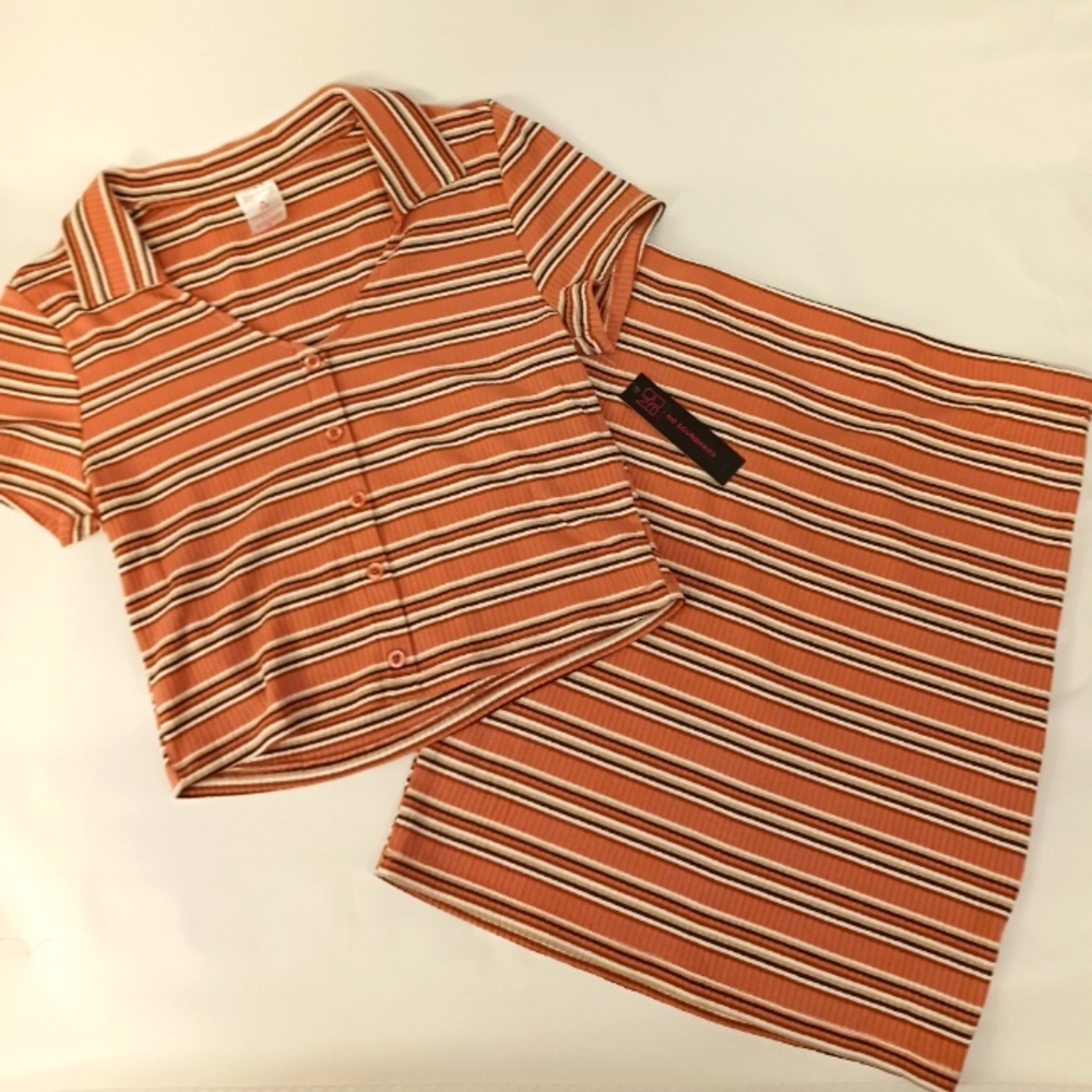 Stripe Miniskirt Set